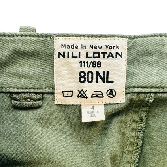 Nili Lotan Cropped French Military Pants Camo Green Size 4 Cotton - Picture 3 of 8